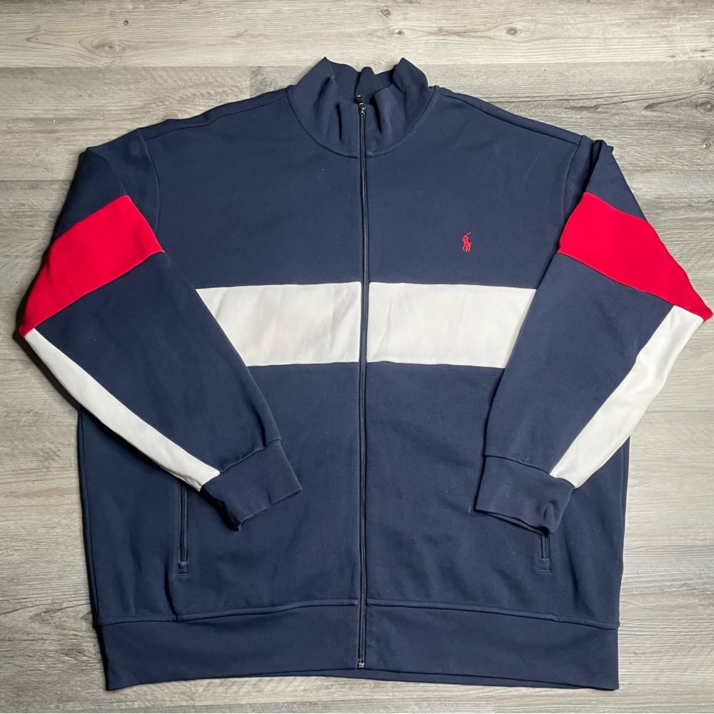 Polo Ralph Lauren Men’s 3XL Long Sleeve Full Zip Sweatshirt Red/White/Blue